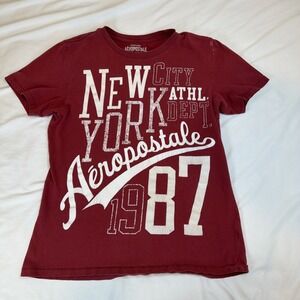 Aeropostale Men's Size S Red‎ Short Sleeve T-shirt Red W/white Lettering Y2K VTG